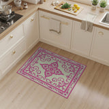 Traditional Persian Pink Floral Medallion Persian Area Rug