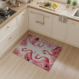 Coastal Beach Pink Pink Flamingo Palm Leaf Area Rug