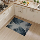 Blue and Teal Teal Palm Frond Area Rug