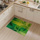 Vibrant Green Leaf Grid Area Rug