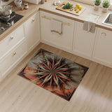 Distressed Rusty Compass Rose Area Rug