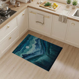 Moonlit Mountains Blue Teal Geometric Area Rug