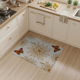 Beige Monarch Butterfly Floral Area Rug