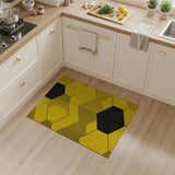 Vibrant Yellow Black Hexagon Geometric Rug