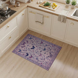 Blush Pink Butterfly Floral Vintage Area Rug