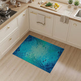 Deep Ocean Blue Teal Area Rug with Fish Seaweed