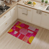 Vibrant Pink Yellow Geometric Abstract Rug