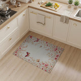Pink Floral Butterfly Area Rug