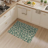 Green Leaves on Beige Botanical Area Rug