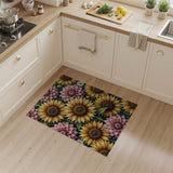 Sunflower Dahlia Floral Pattern Area Rug