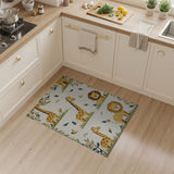 Playful Giraffe Lion Kids Cartoon Rug