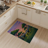 Savanna Zebra Family Sunset Area Rug
