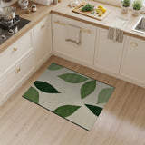 Abstract Green Leaves Area Rug