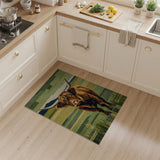 Highland Cow Geometric Green Pasture Rug