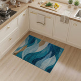 Teal Blue Ocean Wave Area Rug