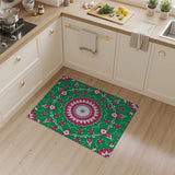 Emerald Green Pink Mandala Area Rug