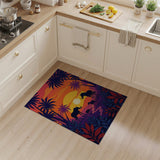 Elephant Family Sunset Silhouette Area Rug
