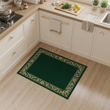 Emerald Green Area Rug with Ornate Gold Border