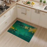 Emerald Green Yellow Splatter Abstract Area Rug