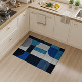 Teal Navy Blue Geometric Abstract Area Rug