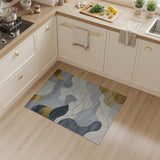 Abstract Blue Wave Gold Accent Area Rug