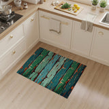 Teal Distressed Wood Plank Area Rug