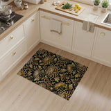 Gold Chrysanthemum Baroque Floral Area Rug