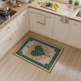 Ornate Teal Heart with Gold Filigree Area Rug