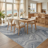 Blue Grey Marble Swirl Area Rug