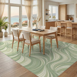 Green Sage Green Swirl Abstract Area Rug