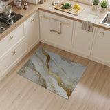 Gold and Silver Gold Veined Marble Abstract Area Rug
