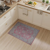 Pink Persian Floral Medallion Area Rug