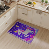 Purple Unicorn Starry Night Kids Area Rug