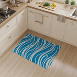Coastal Beach Blue Wave Abstract Area Rug