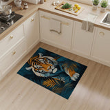 Majestic Orange Tiger Teal Jungle Area Rug