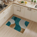 Teal Abstract Curve Geometric Area Rug