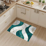 Teal Marble Wave Gold Inlay Area Rug