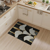 Washable Art Deco Black & Gold Geometric Area Rug