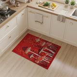 Kids Cartoon Red Whimsical Red Mushroom Forest Area Rug