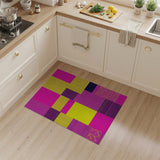 Multi-color and Patterns Vibrant Pink Yellow Geometric Patchwork Rug