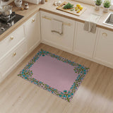 Blush Pink Floral Vine Border Area Rug
