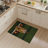 Green Highland Cow Head Green Area Rug