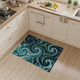 Swirling Teal Waves Abstract Abstract Area Area Rug