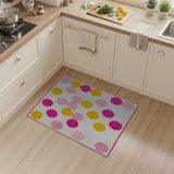 Vibrant Pink Yellow Polka Dot Area Rug