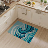 Swirling Ocean Waves Blue Teal Area Rug
