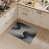 Modern Wavy Black White Geometric Area Rug