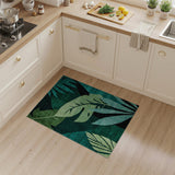 Modern Green Leaf Abstract Area Rug