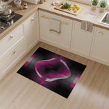 Neon Pink Abstract Oval Area Rug