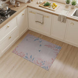 Blush Pink Floral Leaf Rug with Butterflies