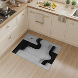 ODIKA Modern Abstract Black and White Washable Area Rug - Low Pile & Non-Slip